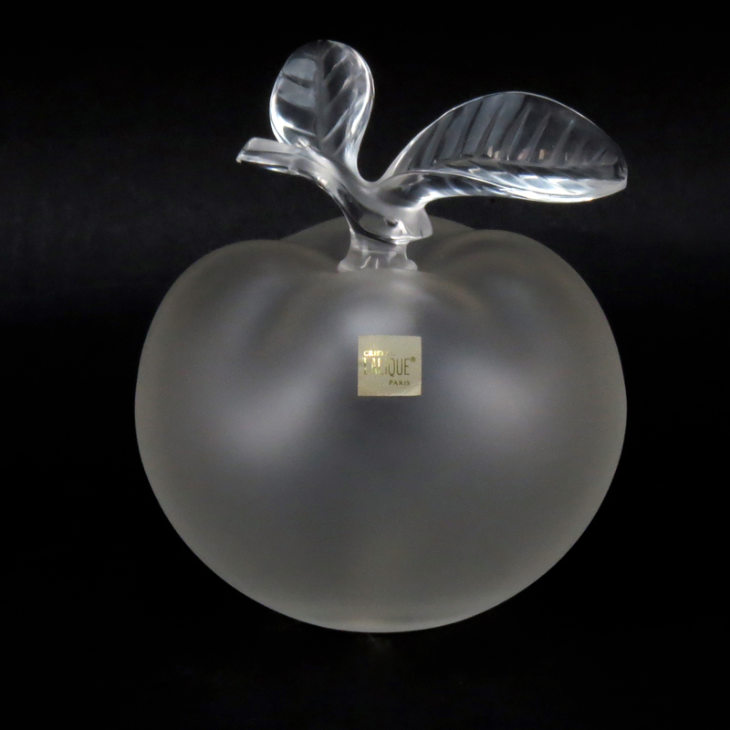 Lalique France Frosted Crystal Apple Perfume Bottle