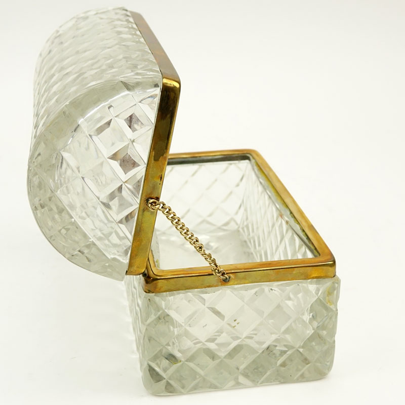 Vintage Crystal and Brass Vanity Box