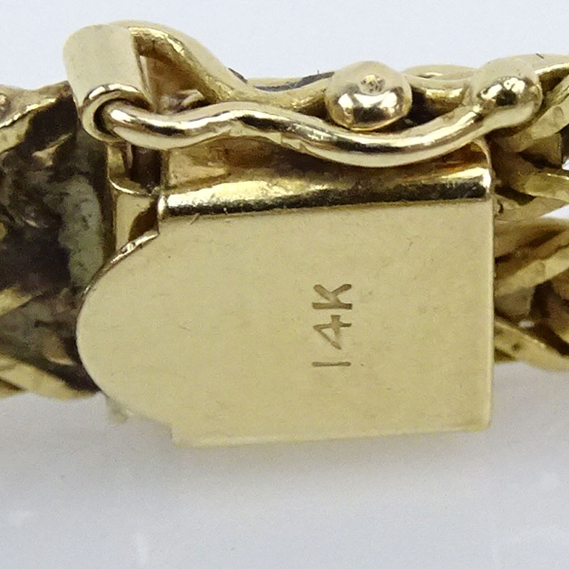 Vintage 14 Karat Yellow Gold Flexible Rope Link Bracelet with Round Cut Sapphires