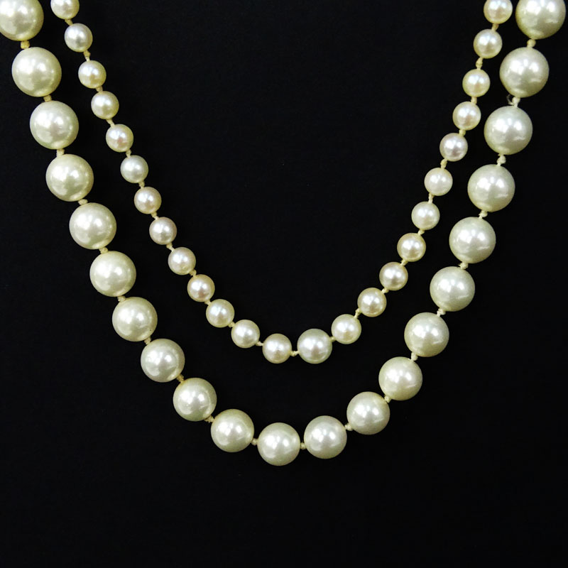 Two (2) Vintage Single Strand Pearl Necklaces