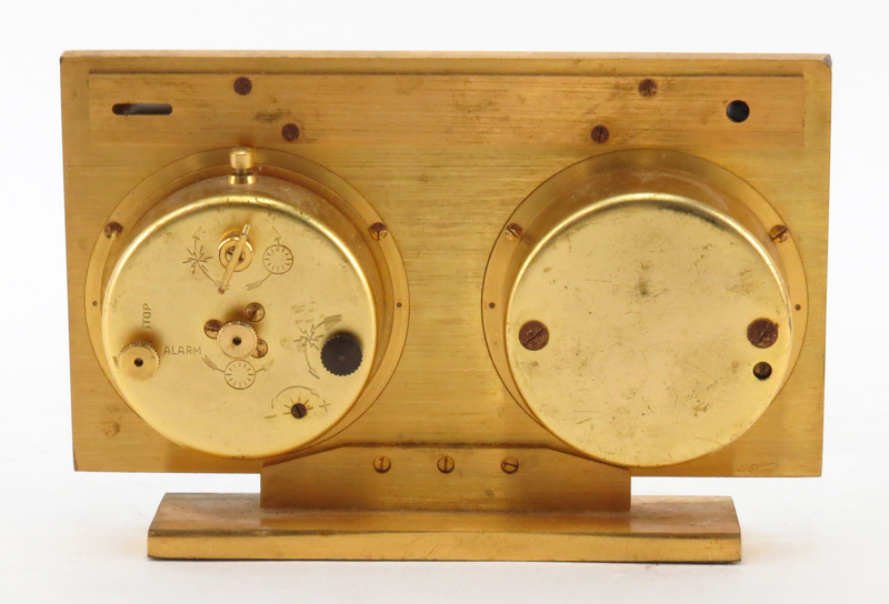Vintage Le Coultre Brass Barometer Thermometer Desk Clock