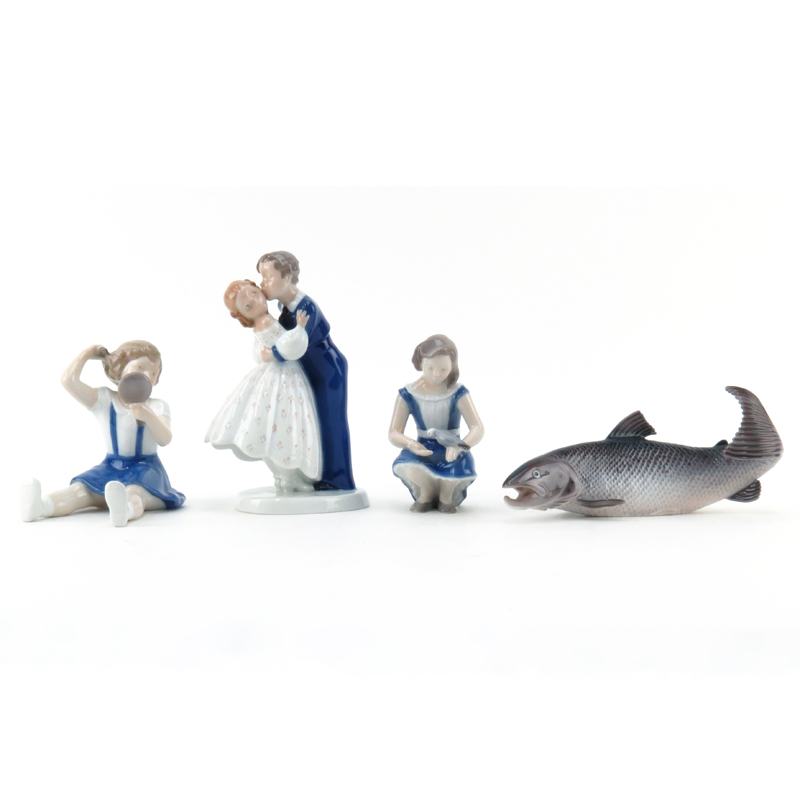 Grouping of Four (4) Bing and Grondahl Glazed Porcelain Figurines