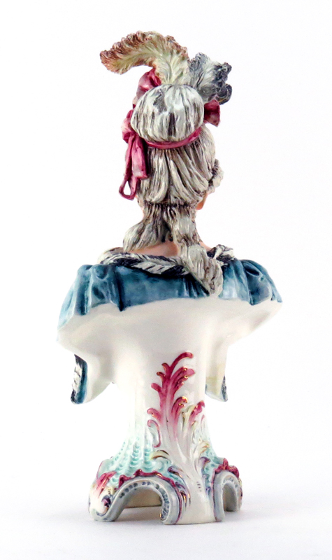 Antique Majolica Pottery Bust of a Young Woman