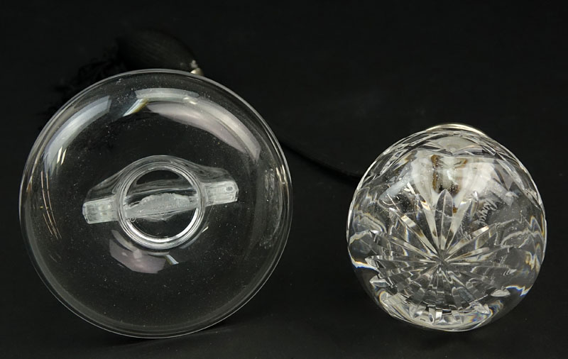 Lalique "Sirene" Crystal Ring Holder and Crystal Atomizer with Silver Top