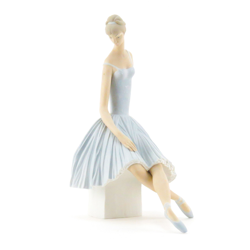 Large Lladro Gres Porcelain Seated Ballerina Dancer