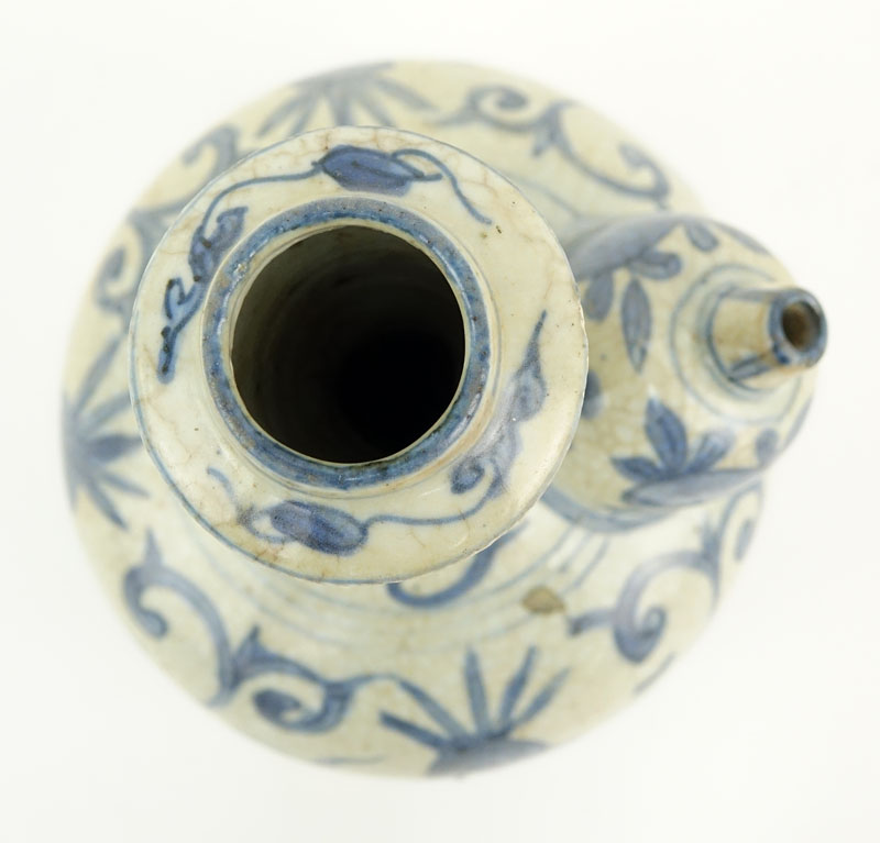 17th Century Persian Blue and White Spouted Vessel