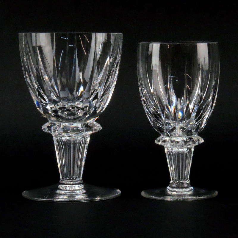 Forty Eight (49) Cut Crystal Wine Glasses In Two Sizes