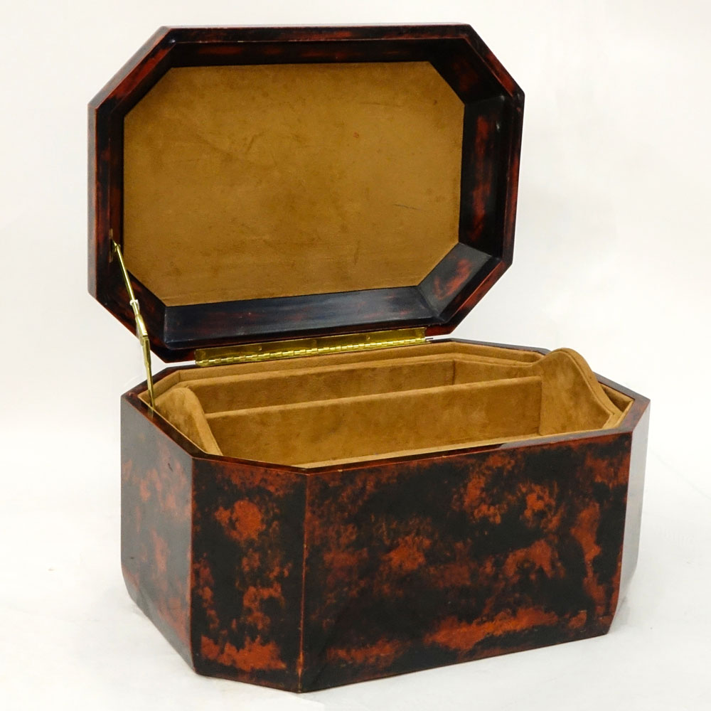 Large Vintage Karl Springer Lacquer Jewelry Box with Suede Lining