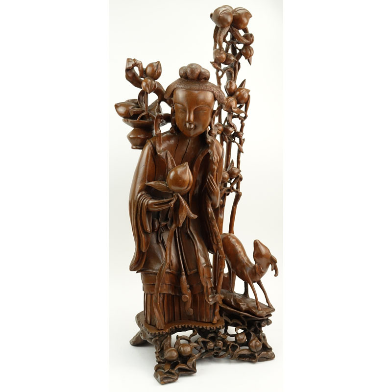 Large Chinese Guanyin Carved Wood Sculpture