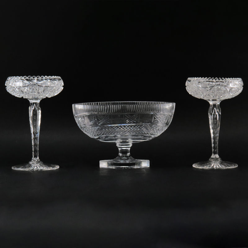 Grouping of Three (3) Cut Glass Tabletop Items
