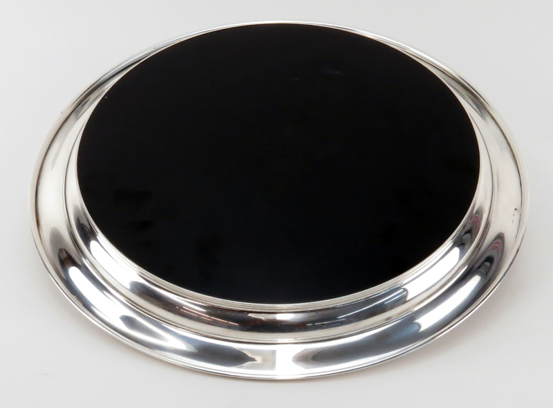 Towle Sterling Silver Rimmed Black Lacquered Bar Tray