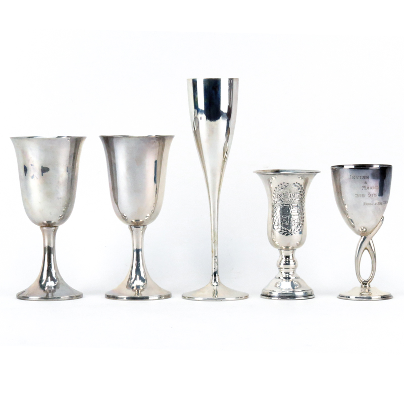 A Collection of Five (5) Sterling and 800 Silver Stemmed Cups