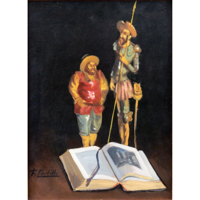 Francisco Castillo Cabezon, Spanish (1926-1999) "Don Quixote Still Life" Oil on Canvas Signed Lower Left