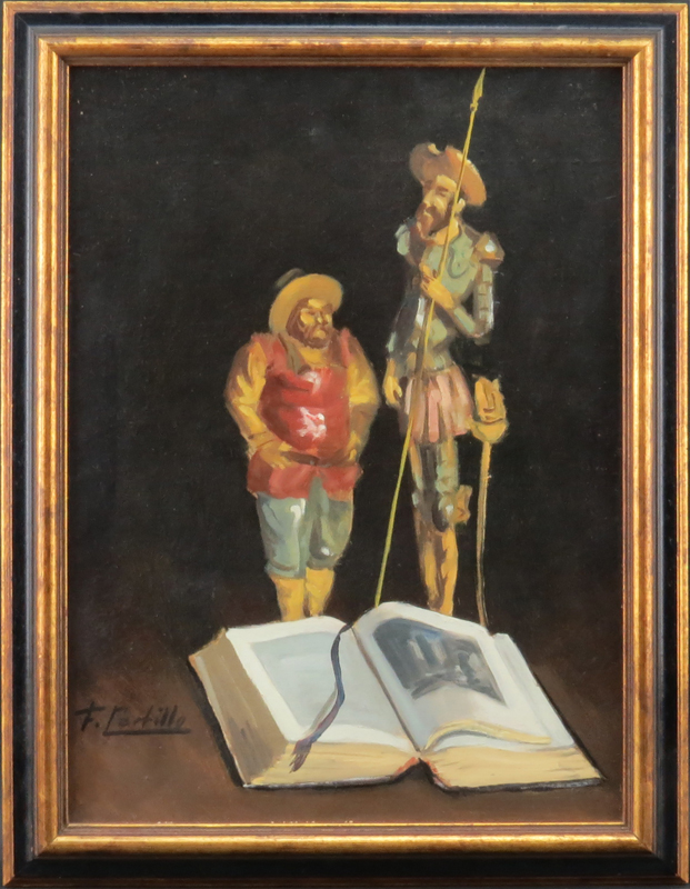 Francisco Castillo Cabezon, Spanish (1926-1999) "Don Quixote Still Life" Oil on Canvas Signed Lower Left