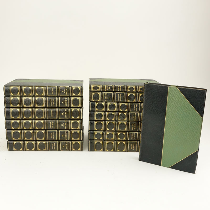 Grouping of Fourteen (14) O. Henry, "The Complete Writings of O. Henry" Half Moroccan Leather Cover Books. 
