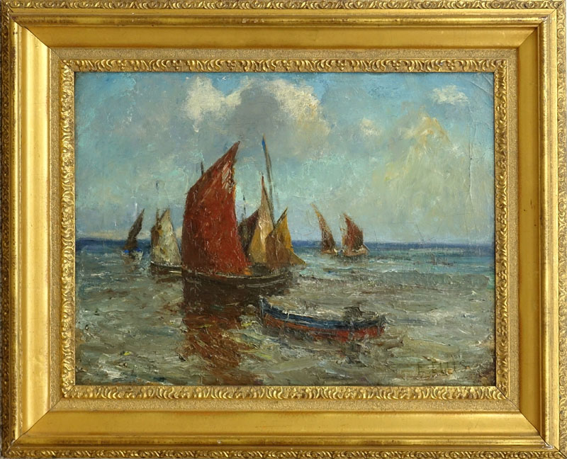 Edwin Ellis, British (1841 - 1895) Oil on canvas "Fishing On Dogger Bank" Signed lower right
