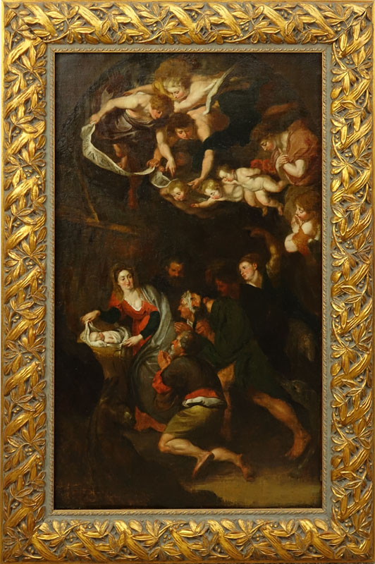 17/18th Century Well Done Continental Oil On Canvas "The Nativity" Unsigned