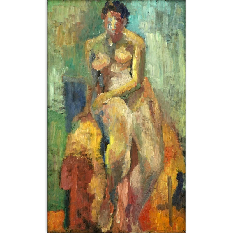 Attributed to: David Bomberg, British (1890 - 1957) Oil on panel "Nude" Unsigned