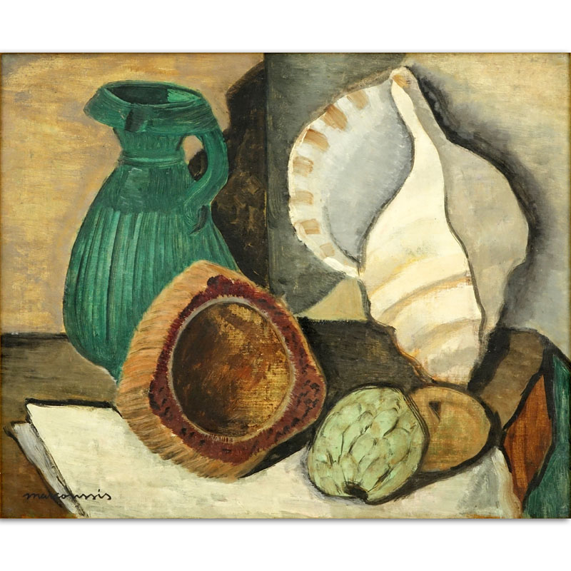 Attributed to: Louis Marcoussis, French (1883-1941) Oil on cardboard "Still Life"