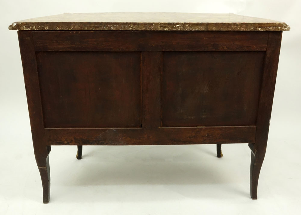 19th Century Louis XV  Bronze Mounted Lacquered Two Drawer Marble Top Commode