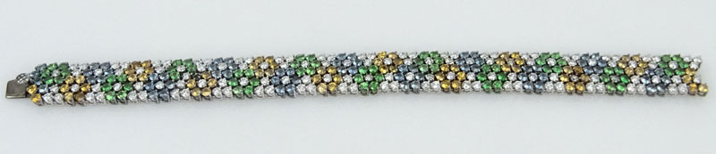7.85 Carat Round Brilliant Cut Diamond, Multi Color Stones and 18 Karat White Gold Bracelet.