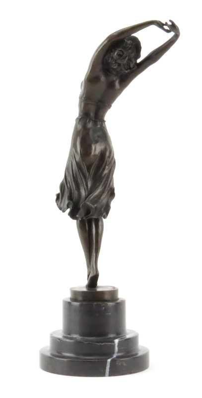 After: Claire Jeanne-Roberte Colinet, French (1880-1950) Bronze Figure "Dancer" on Tiered Marble Base