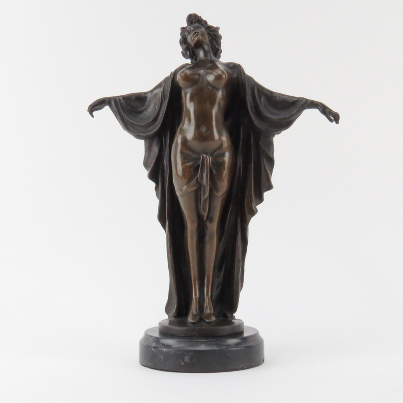 Modern Art Deco Style Bronze Figurine "Nude" Signed Mosier