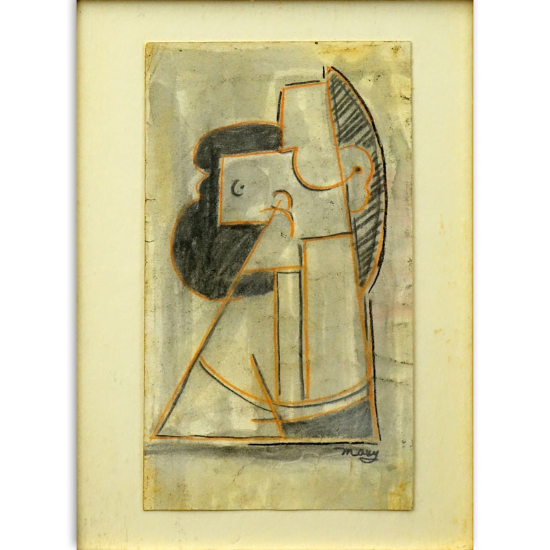 Attributed to: Max Herman Maxy, Romanian (1895 - 1971) Mixed media on card "Modernist Composition" Signed lower right