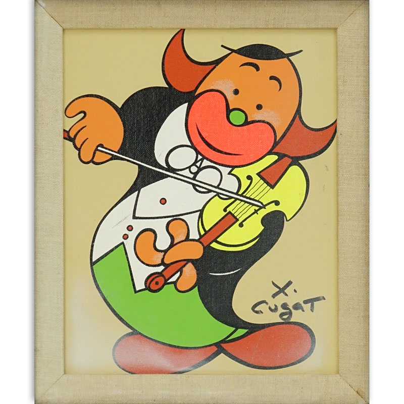 Xavier Cugat, American/Spanish (1900 - 1990) Oil on canvas board "Clown Musician"