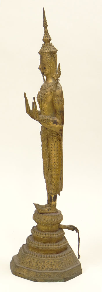 Large Antique Tibetan Gilt Bronze Buddha