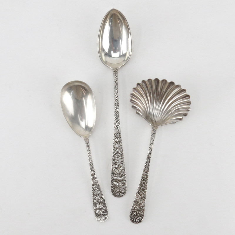Lot Of Three (3) Sterling Silver Repousse Serving Pieces