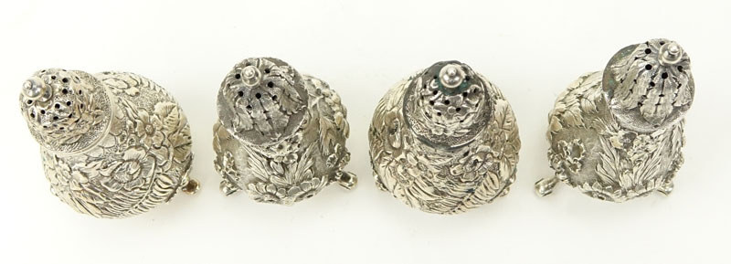 Two (2) Pairs of Sterling Silver Repousse Salt and Pepper Shakers