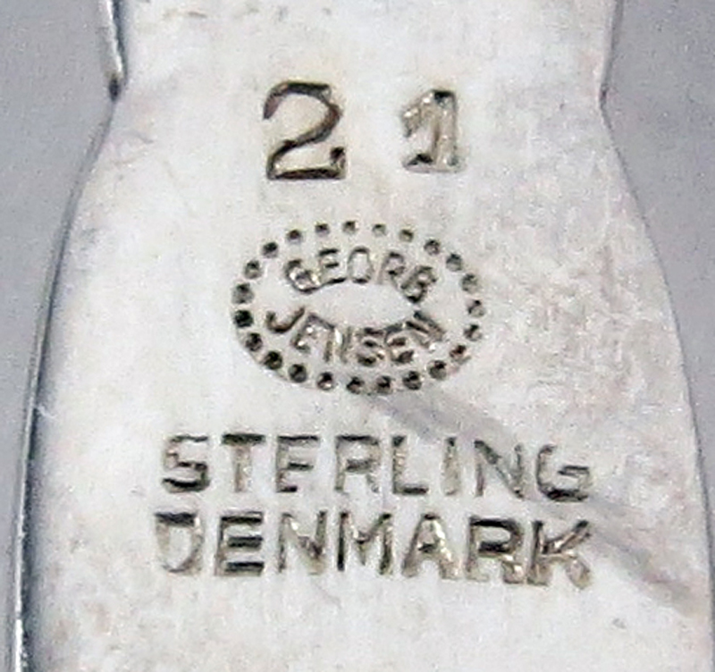 Georg Jensen (Denmark) Sterling Berry Leaf Curved Handle Jam Spoon