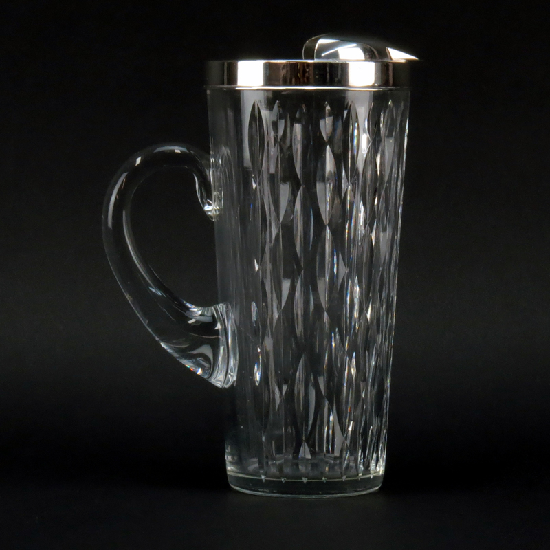 Tiffany & Co. Crystal and Silver Cocktail Pitcher.