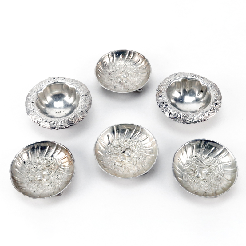 Grouping of Six (6) Sterling Silver Repousse Nut Dishes