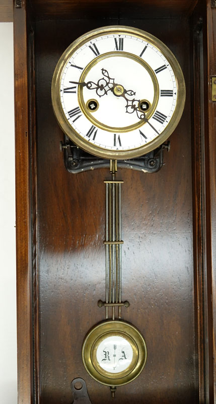 Early 20th Century Vienna Carved Wood Regulator Clock