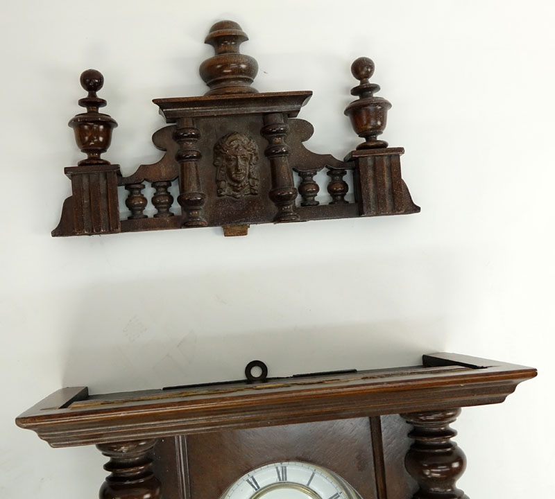 Early 20th Century Vienna Carved Wood Regulator Clock