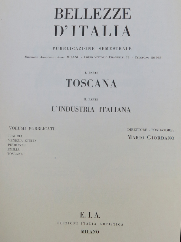 Two 1930 Edition: Bellezze D' Italia La Citta' Del Vaticano & Bellezze D' Italia La Citta' Toscana Hardcover Portfolio Book