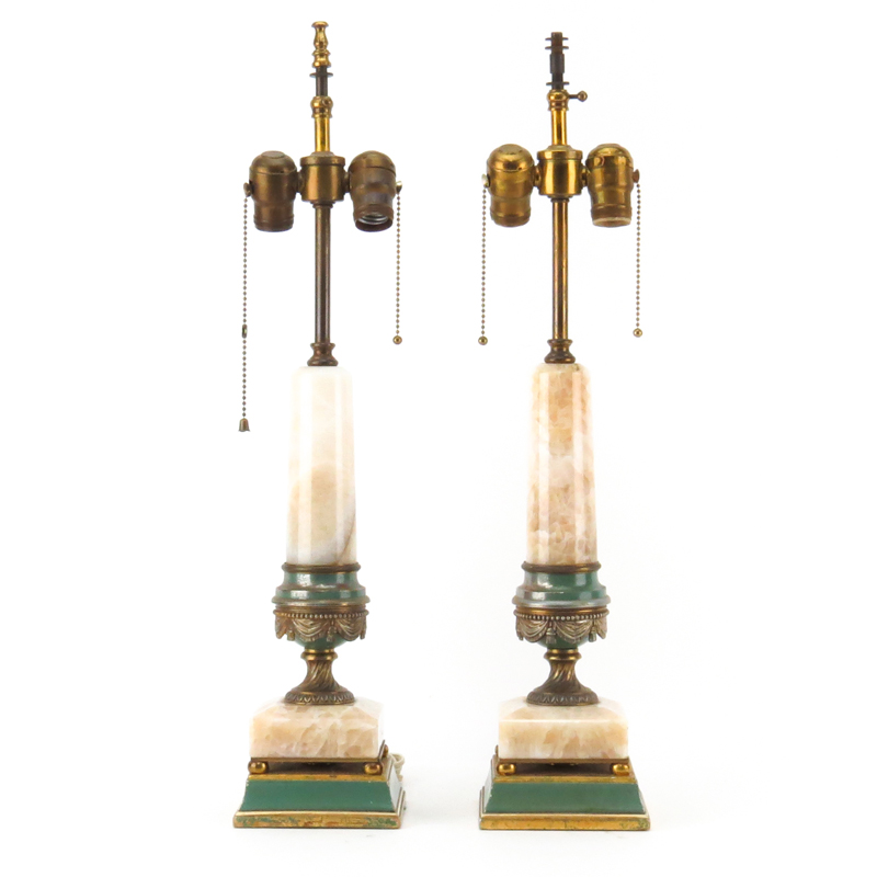 Pair Vintage Onyx Lamps