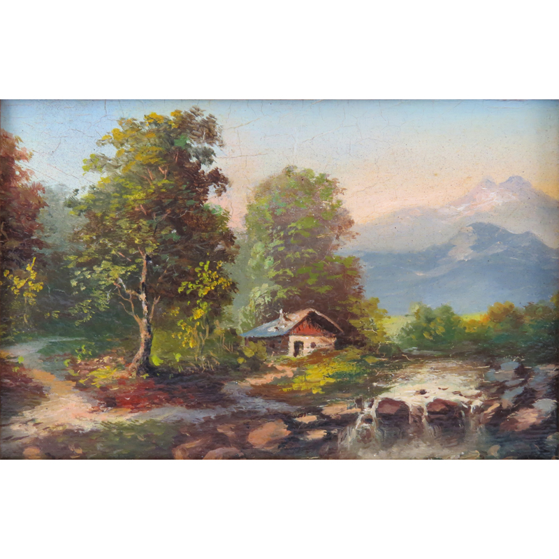 19th Century Austrian "Das Passeiertal in Tirol" Oil on Wood Panel