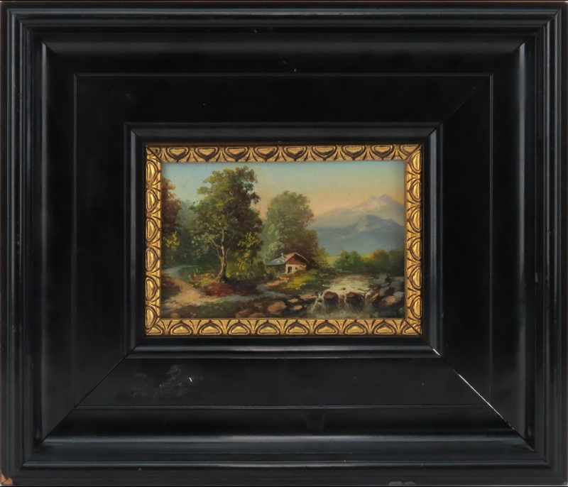 19th Century Austrian "Das Passeiertal in Tirol" Oil on Wood Panel