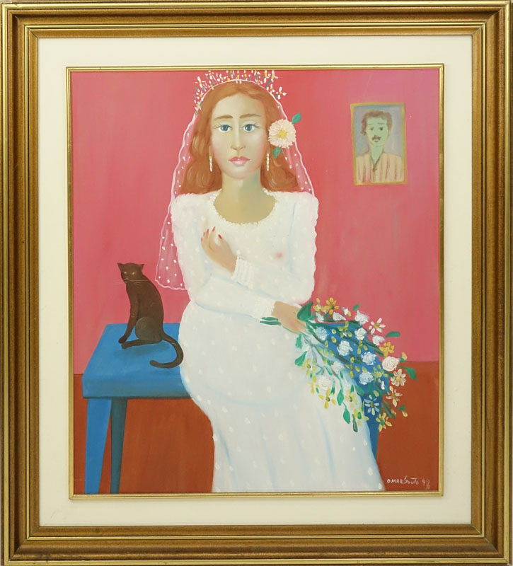 Omar Souto, Brazilian (1946 - ) Oil on canvas "The Bride" Signed and dated '92 Lower right