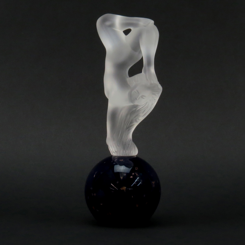 Daum Art Glass Figurine "Sea Nymph" on Glass Ball