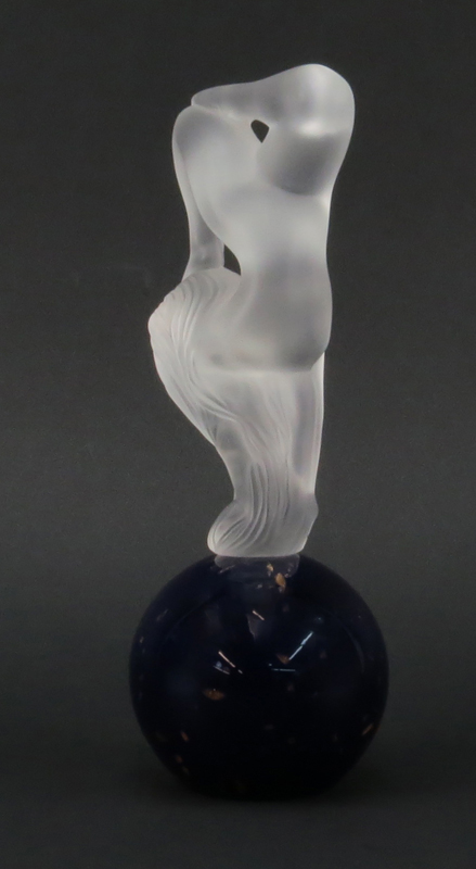Daum Art Glass Figurine "Sea Nymph" on Glass Ball