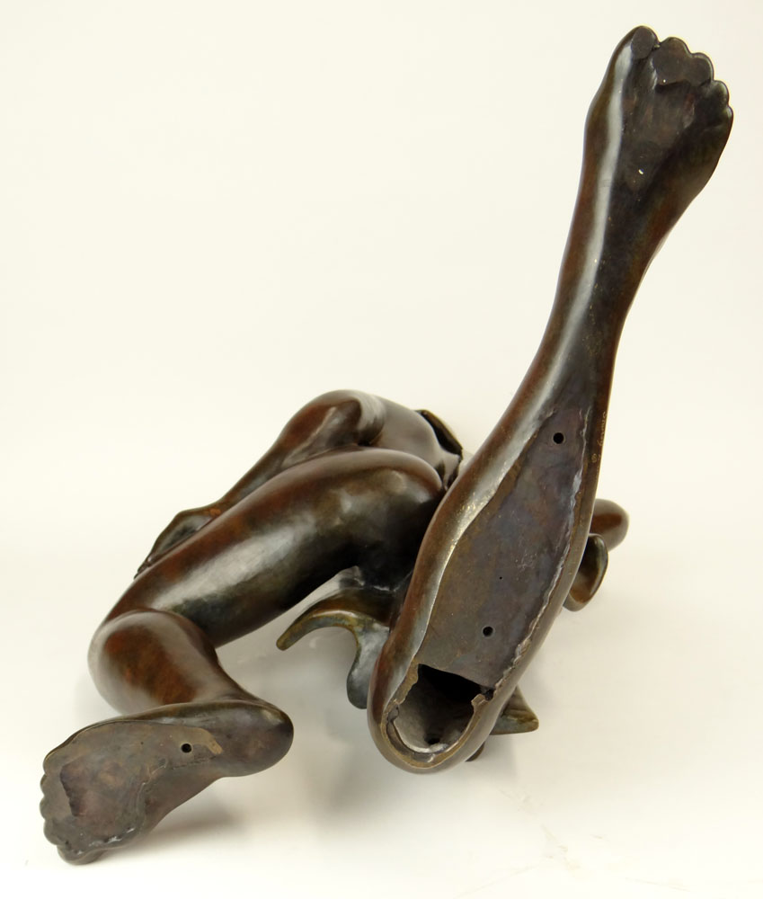 Shirley Thomson Smith, American (1929-) Patinated Bronze Sculpture "Kneeling Nude" Signed Shirley T