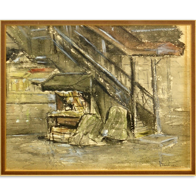 20th Century Watercolor, City Scene