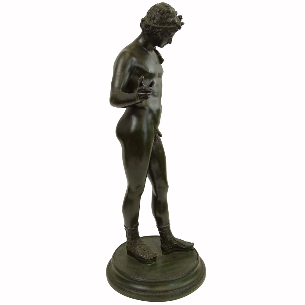 Vincenzo Gemito, Italian, (1852-1929) Bronze Sculpture, Standing Narcissus on stepped circular base