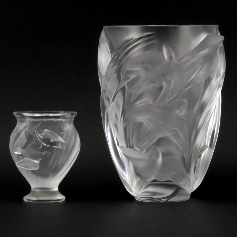Two (2) Lalique France Crystal Vases