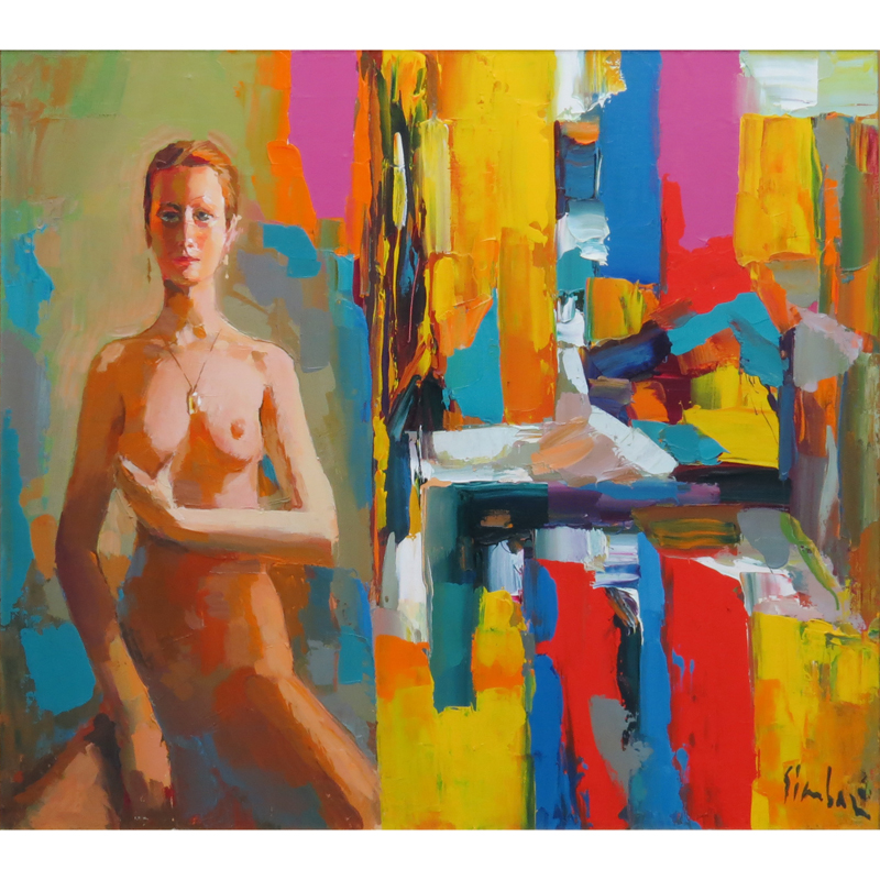 Nicola Simbari, Italian  (1927 - 2012) Oil on canvas "Nude" Signed lower right