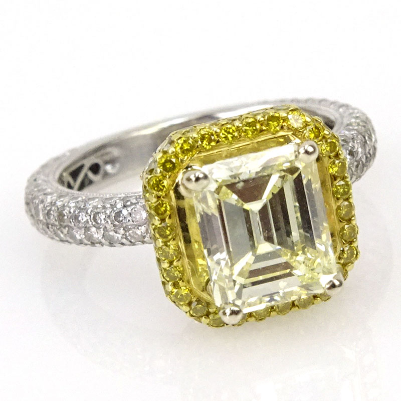 3.03 Carat Diamond and 18 Karat White Gold Engagement Ring.